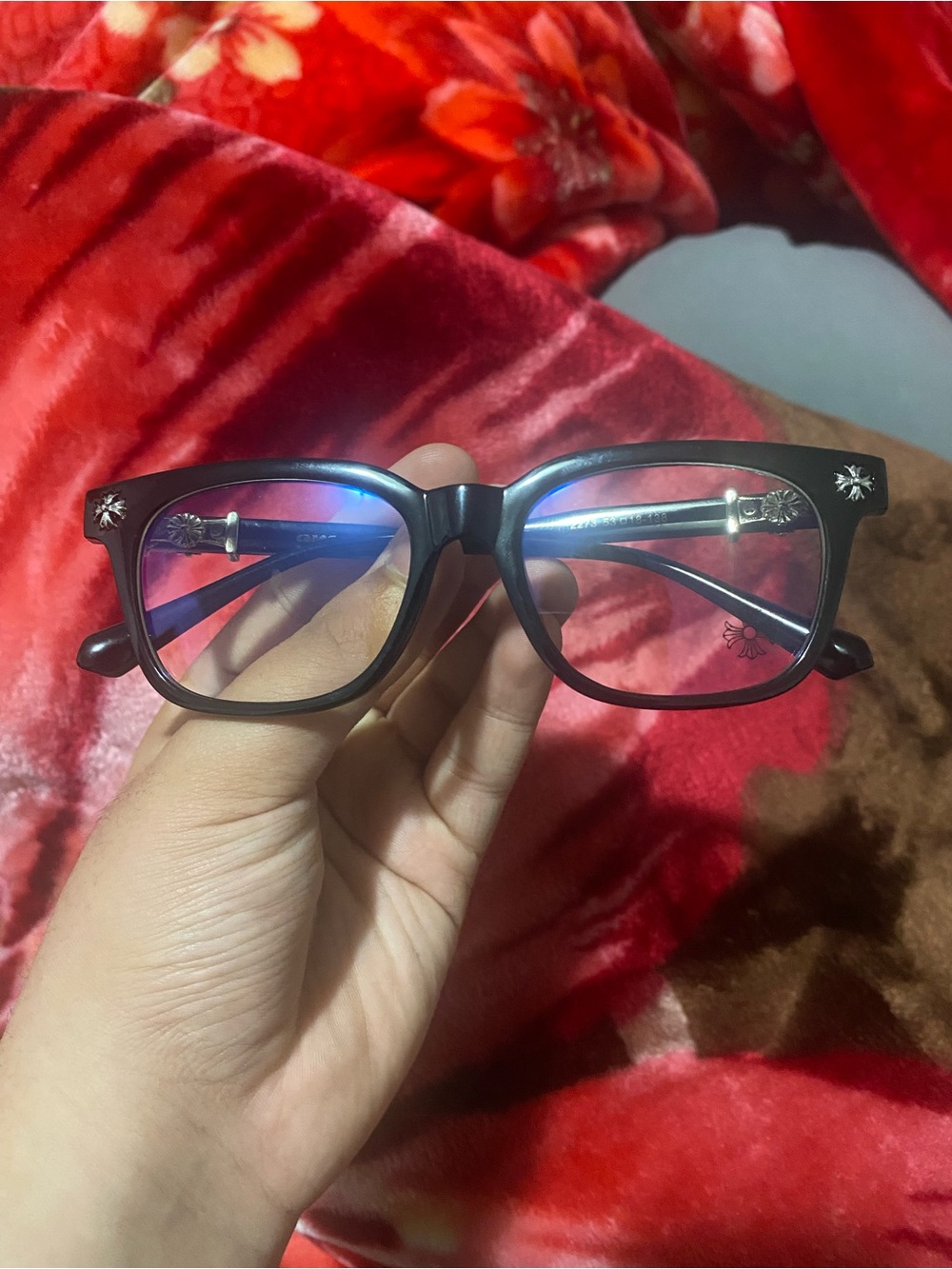 Chrome heart glasses, classic style, little chrome designs all around